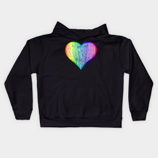 Distressed Rainbow Gingham Heart Kids Hoodie